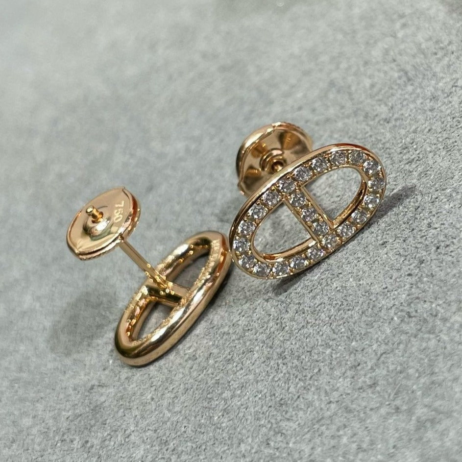 [⭐Corinne]HM FULL DIAMOND PIG NOSE STUD EARRINGS