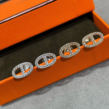 [⭐Corinne]HM FULL DIAMOND PIG NOSE STUD EARRINGS