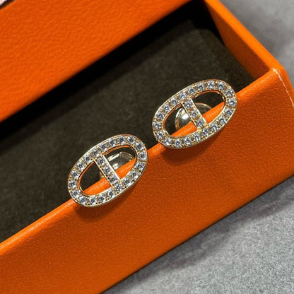 [⭐Corinne]HM FULL DIAMOND PIG NOSE STUD EARRINGS