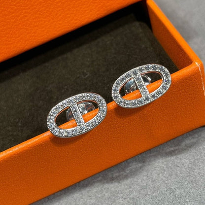 [⭐Corinne]HM FULL DIAMOND PIG NOSE STUD EARRINGS