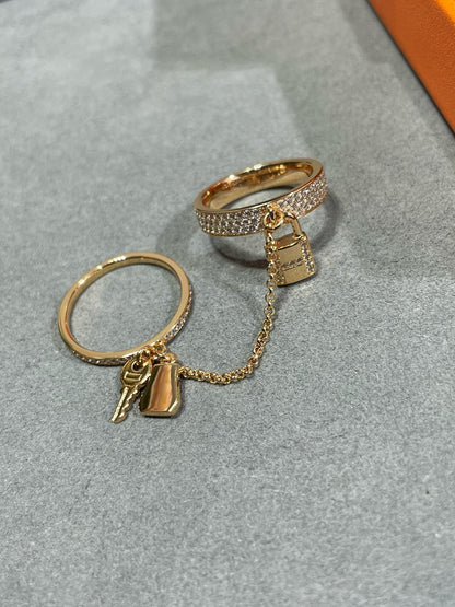 [⭐Corinne]HM KELLY CLOCHETTE DOUBLE RING IN  WITH DIAMONDS