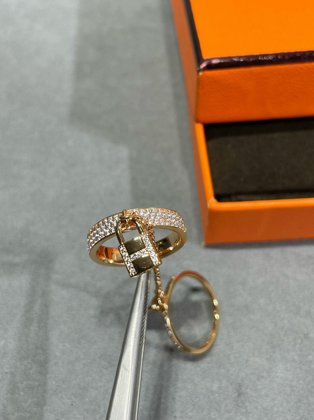 [⭐Corinne]HM KELLY CLOCHETTE DOUBLE RING IN  WITH DIAMONDS