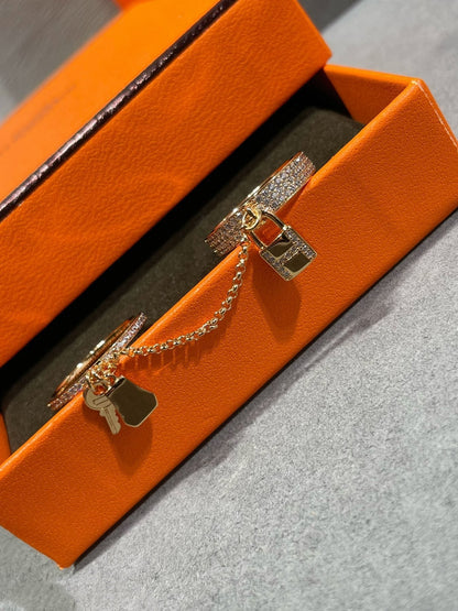 [⭐Corinne]HM KELLY CLOCHETTE DOUBLE RING IN  WITH DIAMONDS
