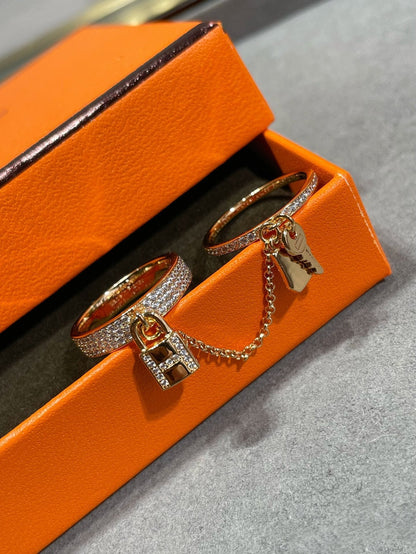[⭐Corinne]HM KELLY CLOCHETTE DOUBLE RING IN  WITH DIAMONDS