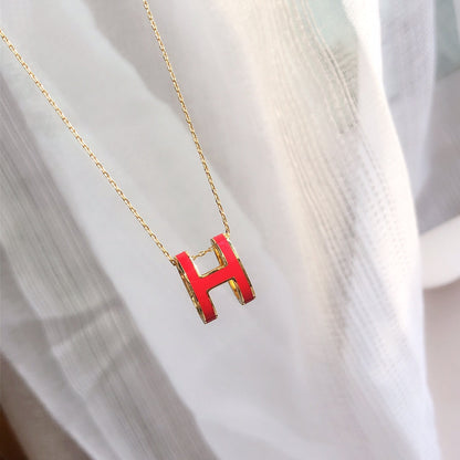 [⭐Corinne]HM CLIC RED ENAMEL GOLD NECKLACE