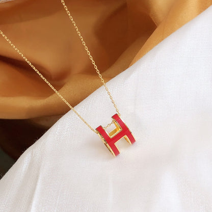 [⭐Corinne]HM CLIC RED ENAMEL GOLD NECKLACE