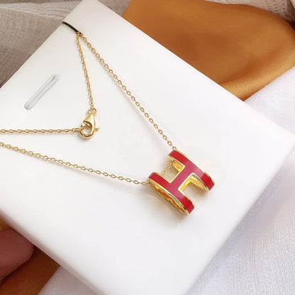 [⭐Corinne]HM CLIC RED ENAMEL GOLD NECKLACE