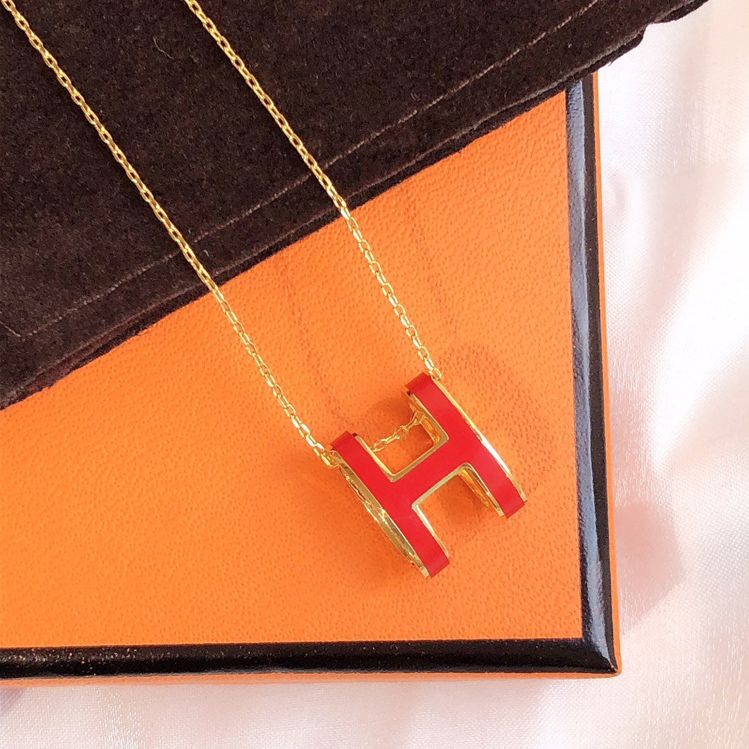 [⭐Corinne]HM CLIC RED ENAMEL GOLD NECKLACE