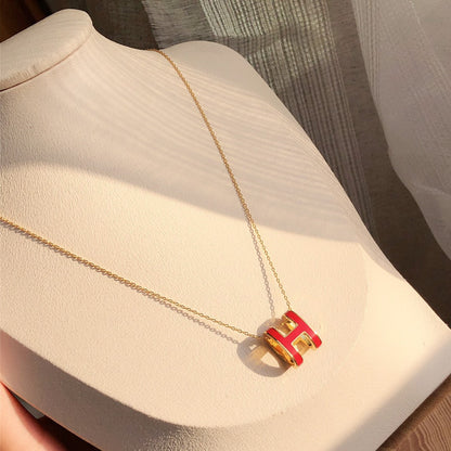 [⭐Corinne]HM CLIC RED ENAMEL GOLD NECKLACE