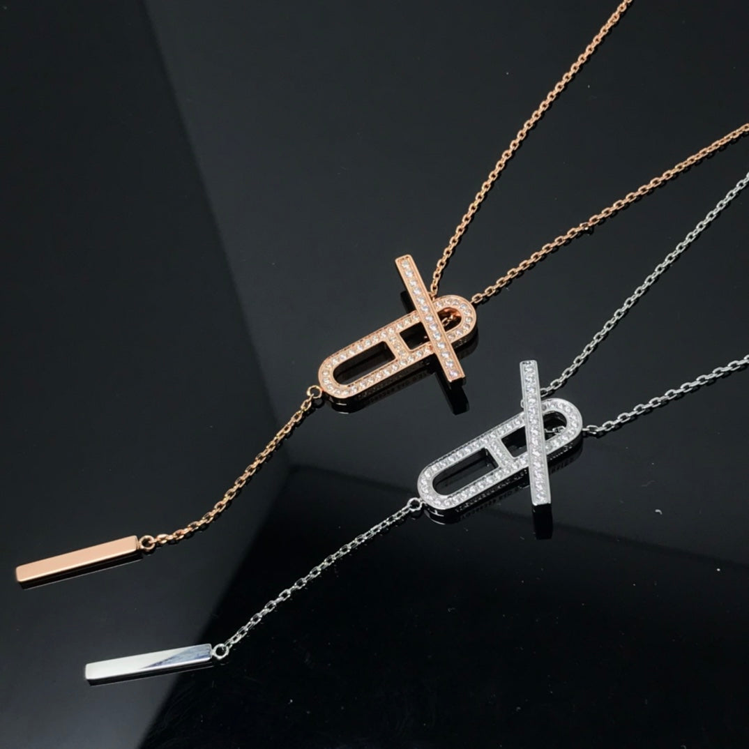 [⭐Corinne]HM NECKLACE PLATINUM ROSE GOLD DIAMOND