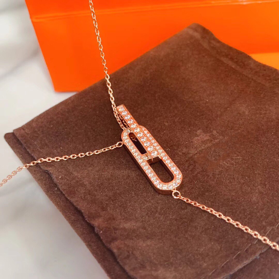 [⭐Corinne]HM NECKLACE PLATINUM ROSE GOLD DIAMOND