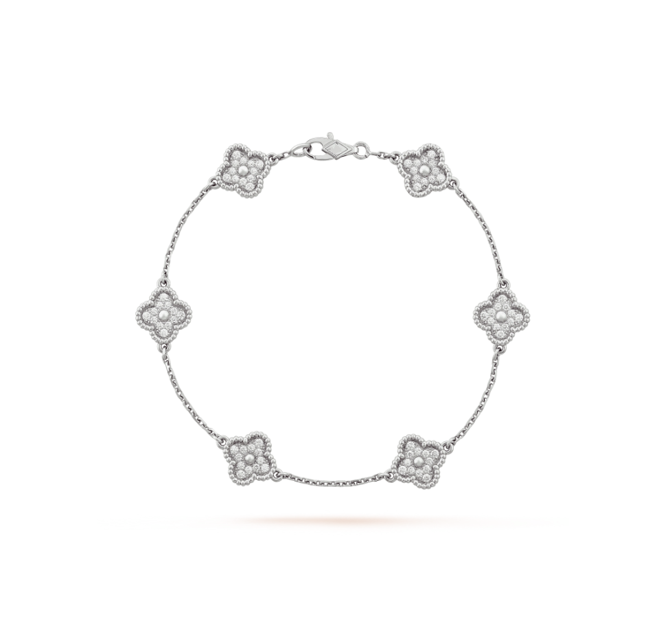 [⭐Corinne]CLOVER 6 MOTIF SILVER DIAMOND BRACELET
