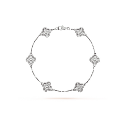 [⭐Corinne]CLOVER 6 MOTIF SILVER DIAMOND BRACELET
