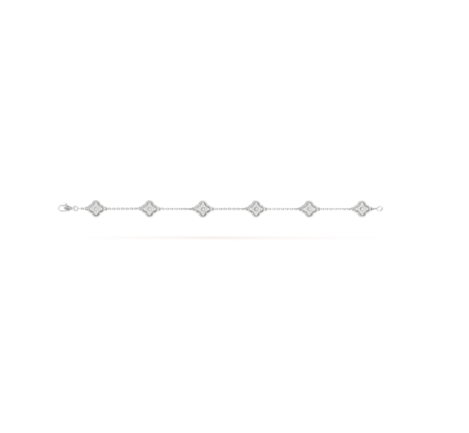 [⭐Corinne]CLOVER 6 MOTIF SILVER DIAMOND BRACELET
