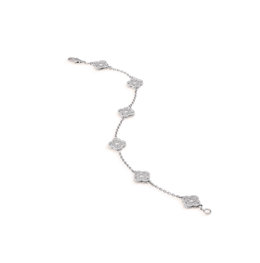 [⭐Corinne]CLOVER 6 MOTIF SILVER DIAMOND BRACELET