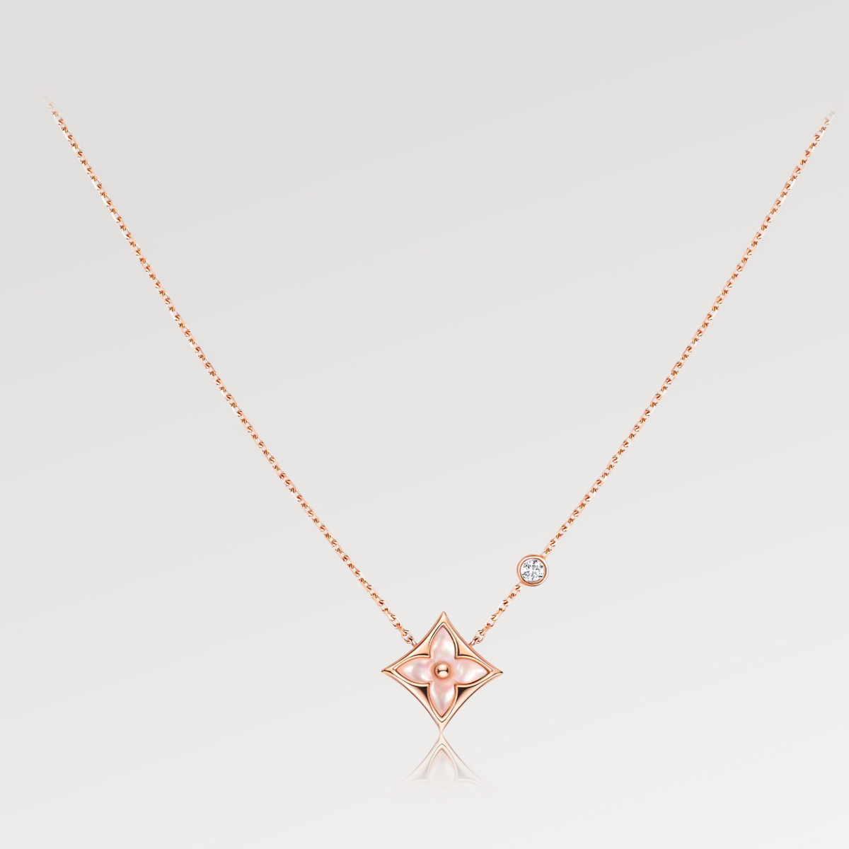 [⭐Corinne]STAR PINK MOP 1 DIAMOND PINK GOLD NECKLACE