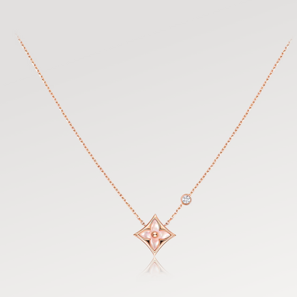 [⭐Corinne]STAR PINK MOP 1 DIAMOND PINK GOLD NECKLACE