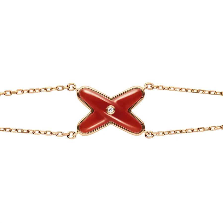 [⭐Corinne]JEUX BRACELET CARNELIAN PINK GOLD 1 DIAMOND