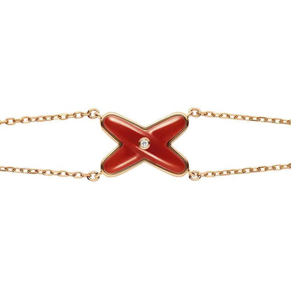 [⭐Corinne]JEUX BRACELET CARNELIAN PINK GOLD 1 DIAMOND