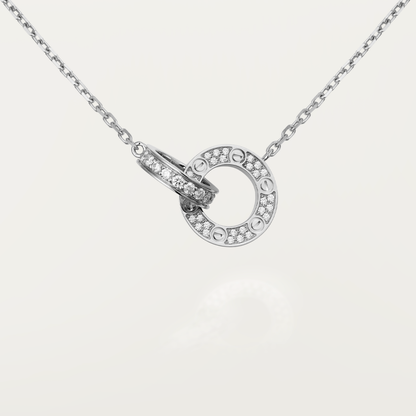[⭐Corinne]LOVE 7.6MM NECKLACE ROSE GOLD AND SILVER  FULL DIAMOND