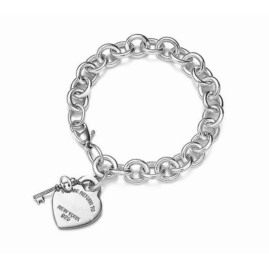 [Corinne]KEY HEART CARD CHUNKY INTERLOCKING BRACELET LENGTH