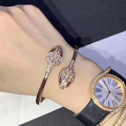 [⭐Corinne]SERPENTI BRACELET PINK GOLD DIAMOND DOUBLE SNAKE