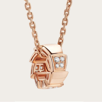[⭐Corinne]SERPENTI PEDANT DIAMOND PINK GOLD NECKLACE