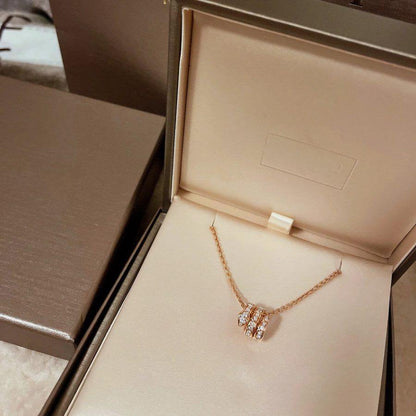 [⭐Corinne]SERPENTI PINK GOLD NECKLACE DOUBLE RING DIAMOND