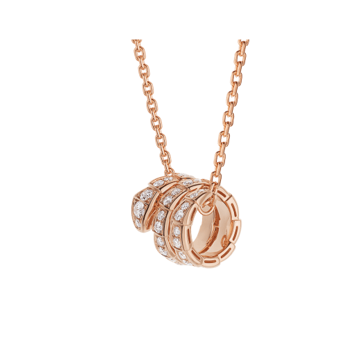 [⭐Corinne]SERPENTI PINK GOLD NECKLACE DOUBLE RING DIAMOND