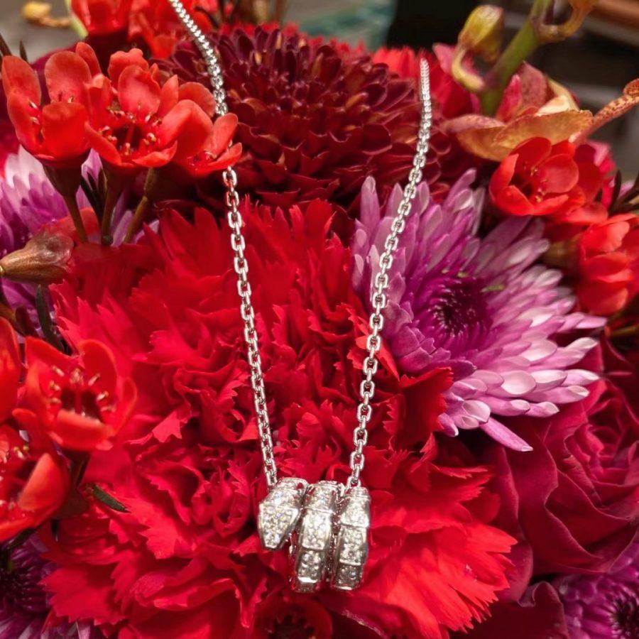 [⭐Corinne]SERPENTI  NECKLACE DOUBLE RING DIAMOND