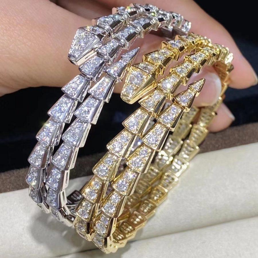 [⭐Corinne]SERPENTI BRACELET GOLD DIAMOND DOUBLE ROW