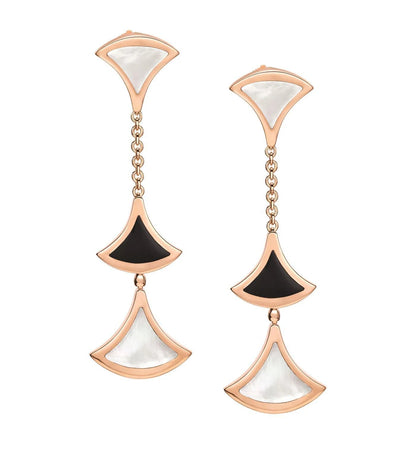 [⭐Corinne]DREAM EARRINGS 3 MOTIFS ONYX MOP PINK GOLD