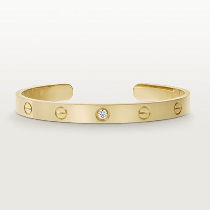 [⭐Corinne]LOVE BRACELET 6.1MM 1 DIAMOND OPEN CUFF