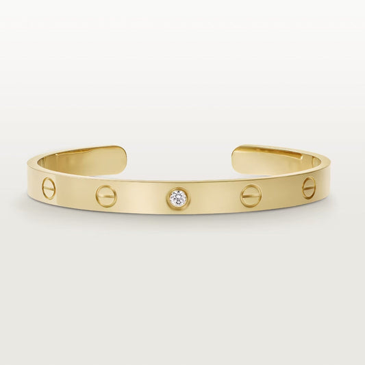 [⭐Corinne]LOVE BRACELET 6.1MM 1 DIAMOND OPEN CUFF