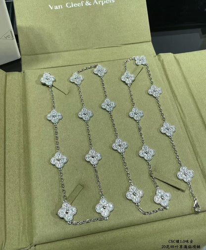 [⭐Corinne]CLOVER 20 MOTIFS FULL-DIAMOND NECKLACE