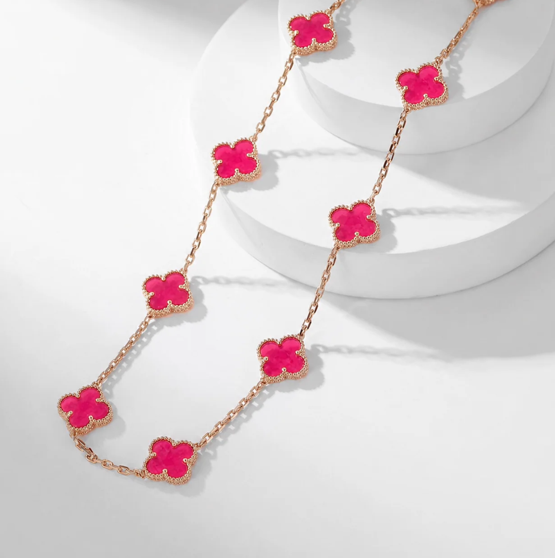 [⭐Corinne]CLOVER 10 MOTIFS  NEW BUBBLE PINK ENAMEL