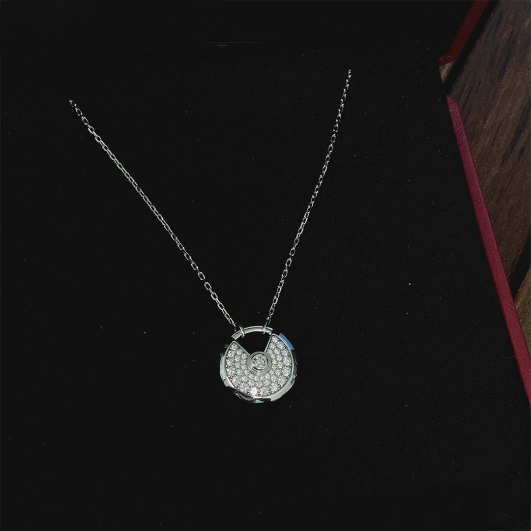 [⭐Corinne]AMULETTE SILVER FULL DIAMOND NECKLACE