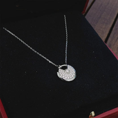 [⭐Corinne]AMULETTE SILVER FULL DIAMOND NECKLACE