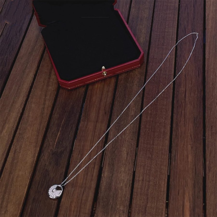 [⭐Corinne]AMULETTE SILVER FULL DIAMOND NECKLACE