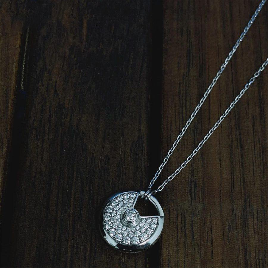 [⭐Corinne]AMULETTE SILVER FULL DIAMOND NECKLACE