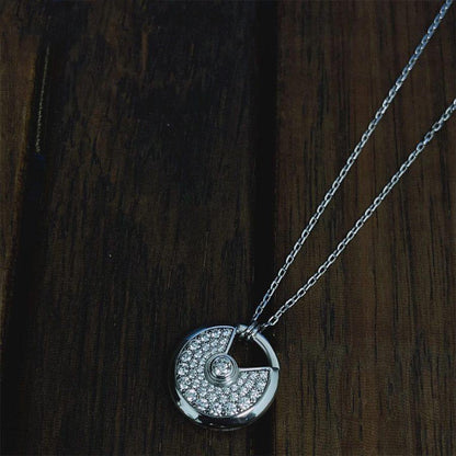 [⭐Corinne]AMULETTE SILVER FULL DIAMOND NECKLACE