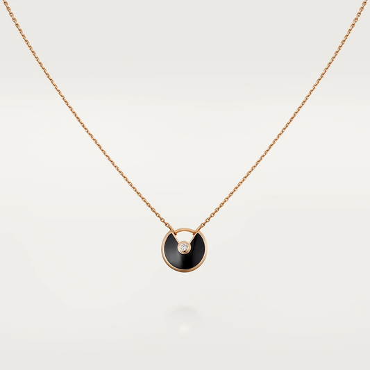 [⭐Corinne]AMULETTE ROSE GOLD ONYX NECKLACE