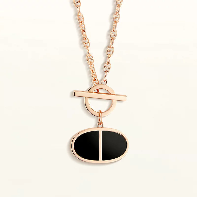 [⭐Corinne]CHAINE VERSO BLACK CERAMIC NECKLACE