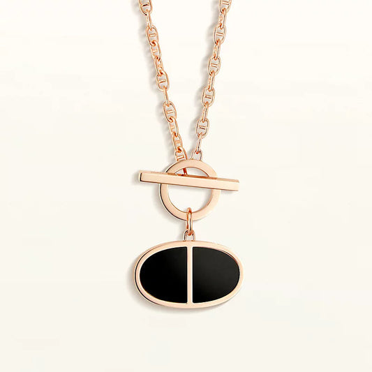 [⭐Corinne]CHAINE VERSO BLACK CERAMIC NECKLACE