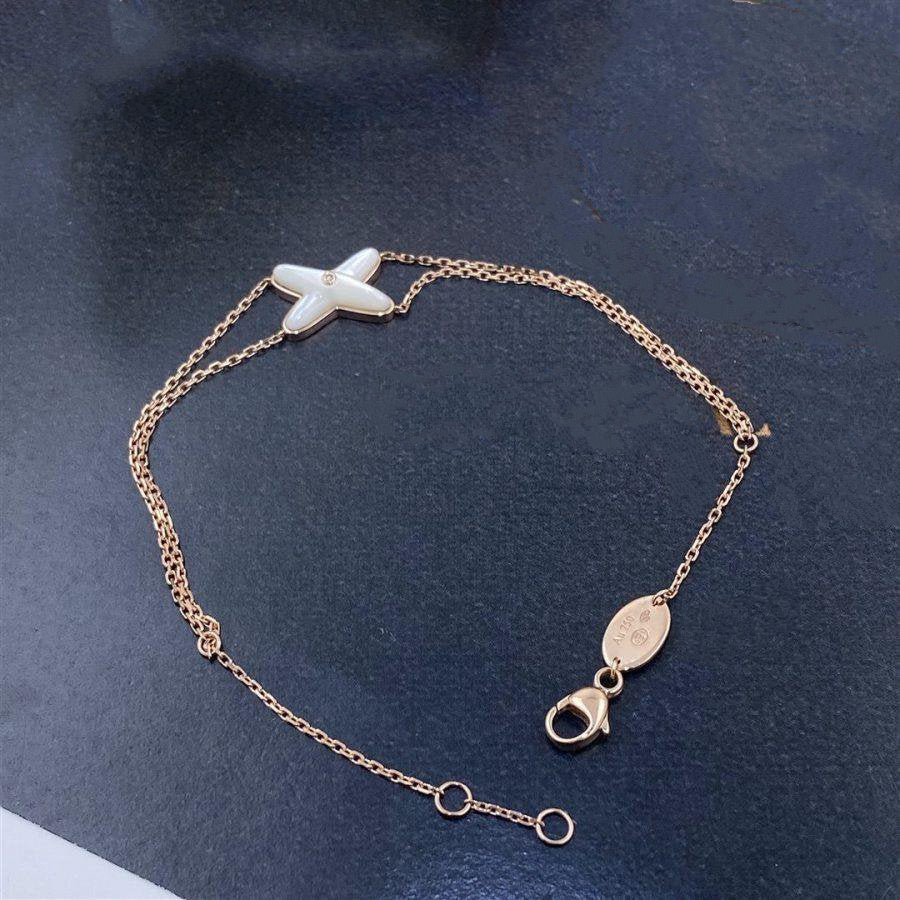 [⭐Corinne]JEUX BRACELET WHITE MOP PINK GOLD 1 DIAMOND