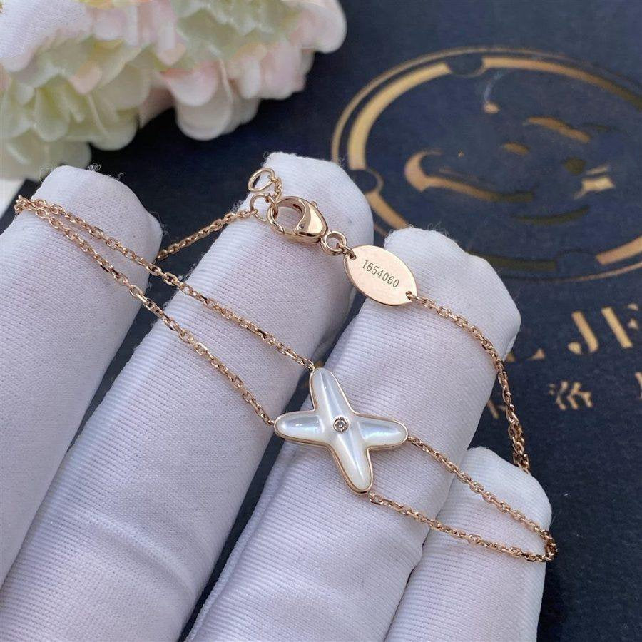 [⭐Corinne]JEUX BRACELET WHITE MOP PINK GOLD 1 DIAMOND