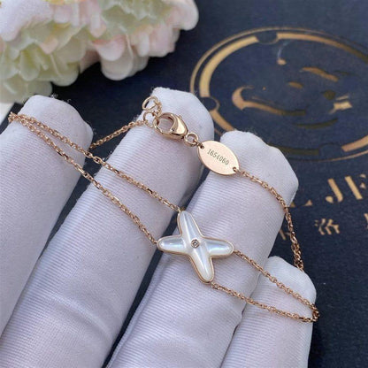 [⭐Corinne]JEUX BRACELET WHITE MOP PINK GOLD 1 DIAMOND