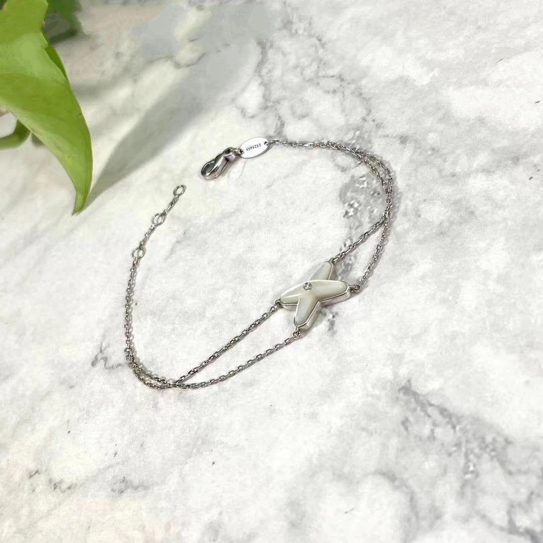 [⭐Corinne]JEUX BRACELET WHITE MOP SILVER 1 DIAMOND