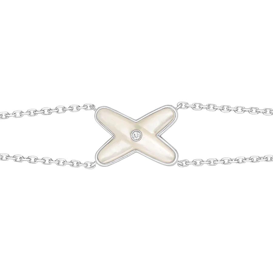 [⭐Corinne]JEUX BRACELET WHITE MOP SILVER 1 DIAMOND