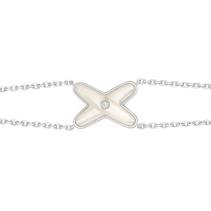 [⭐Corinne]JEUX BRACELET WHITE MOP SILVER 1 DIAMOND
